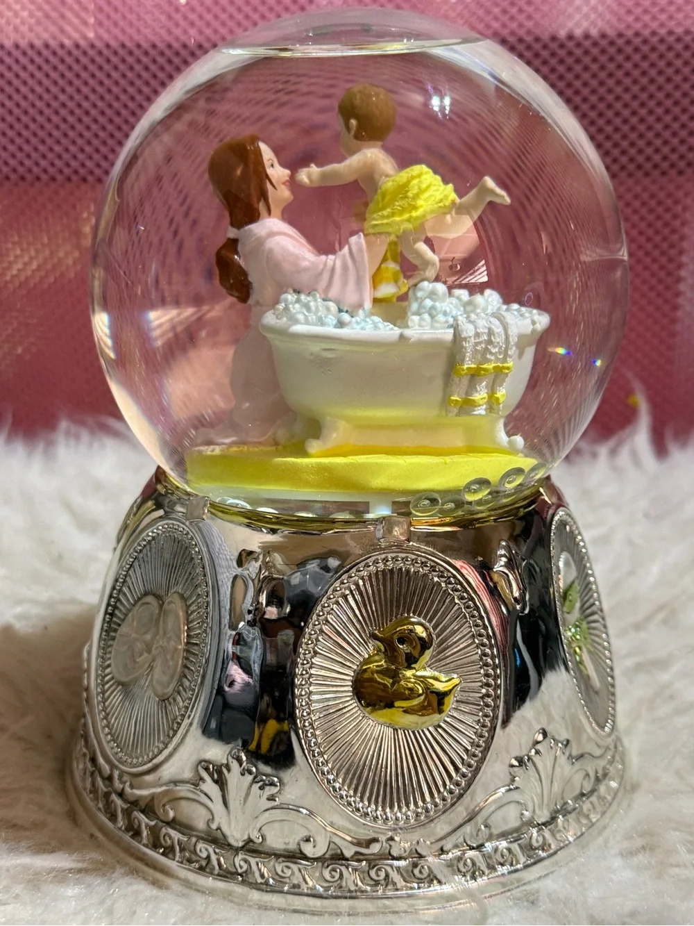Wallace Silver Globe Bath Time Baby bubbles Music box|You are my sunshine RARE